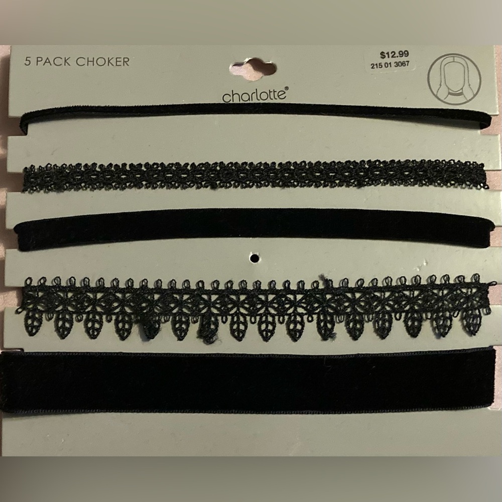 5 pack black choker set